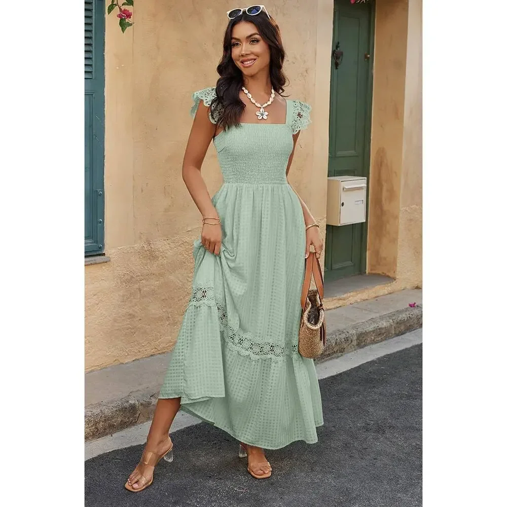 Supreme Fashion Midi Dress Sleeveless Womens M Pink Flutter Sleeve Elegant NWT - Picture 7 of 16